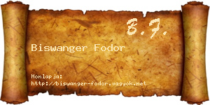 Biswanger Fodor névjegykártya